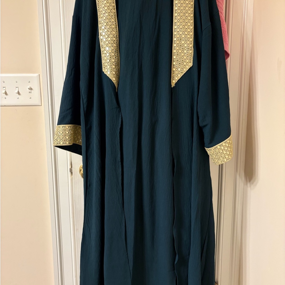 Dark Teal Open Dubai Abaya